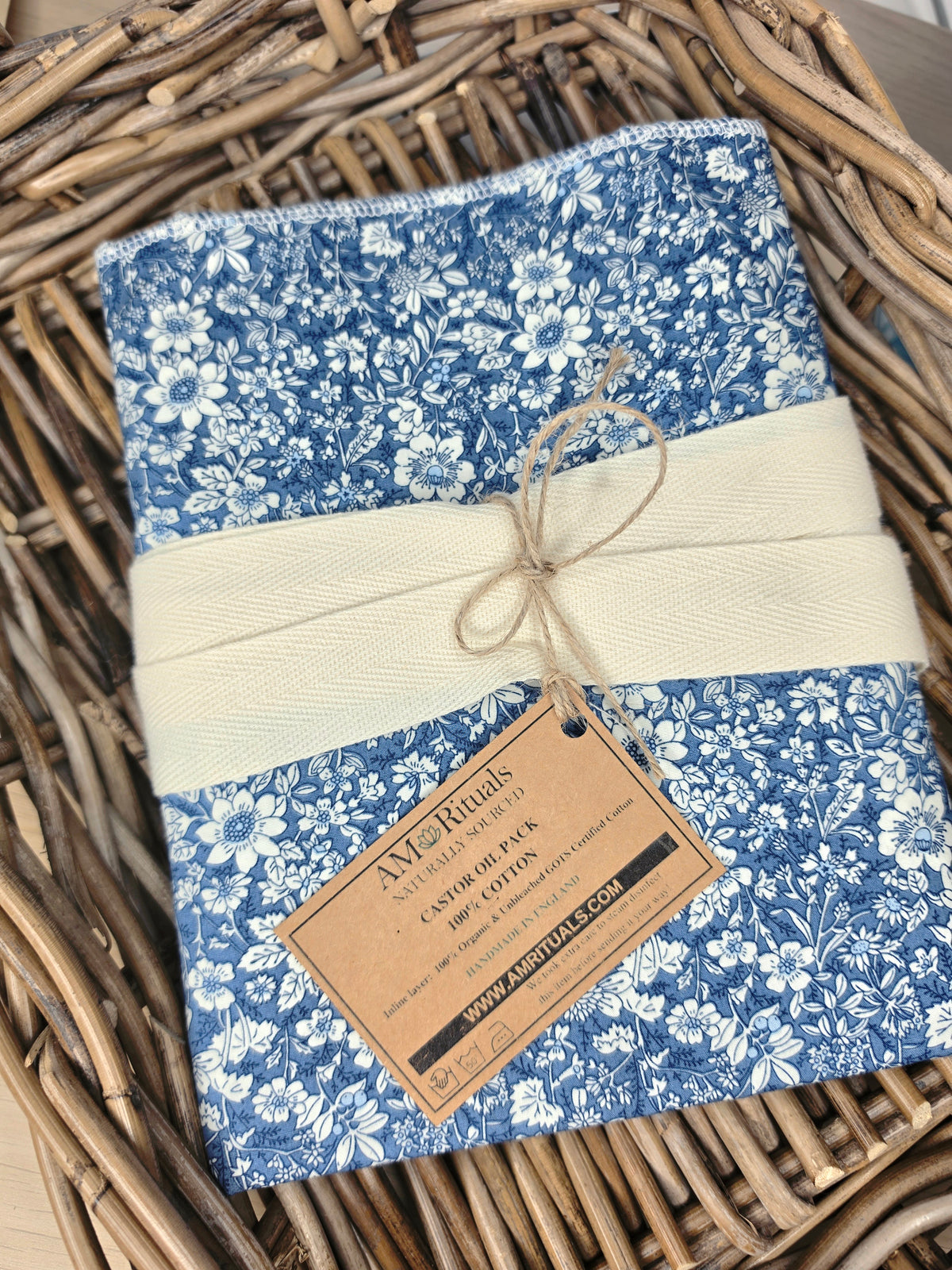 Castor Oil Pack, Blue Flowers